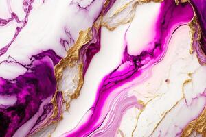 Luxury marble texture background white magenta gold. Natural stone color pattern photo