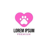 Vector love cat or dog paw print logo design concept illustration idea