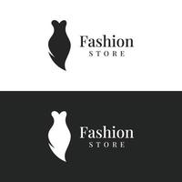 plantilla de logotipo de moda femenina con percha, ropa de lujo. logotipo para negocios, boutique, tienda de moda, modelo, compras y belleza. vector