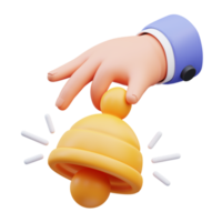 3d render illustration of activity icon of hand holding bell, suitable for social media asset, web, app, presentation, png