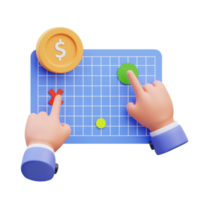 3d render illustration of activity icon hands making financial strategy, suitable for asset social media, web, app, presentation, png