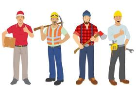 set of Labor Workers in flat style vector