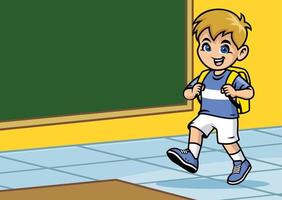 school kid walking the the class room vector