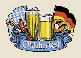 vintage style of oktoberfest design vector