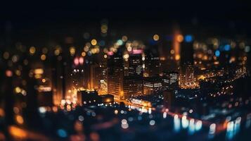 Defocused lights in city. The bokeh light from building and night city. Cityscape. . photo