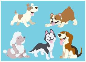 conjunto de dibujos animados de perro vector