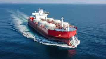 LNG tanker carrier in the sea. Gas carrier for transportation of liquefied natural gas. . photo