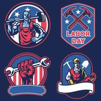 badge collection of american labor day vector