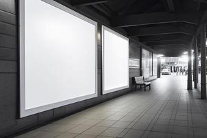 public shopping center mall or business center advertisement board space as empty blank white mockup signboard photo