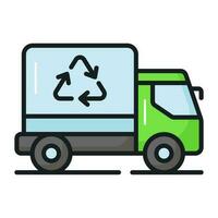 An amazing vector design of recycling truck in trendy style, garbage truck symbol icon, easy to use in web, mobile apps and all presentation projects