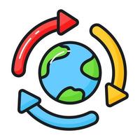 World globe with recycling arrows showing concept icon of eco recycling, easy to use vector