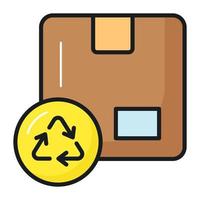 Recycling arrow on carton box, vector design of parcel recycling in editable style, premium icon