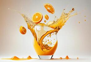 Mango juice splash on white background generative ai photo