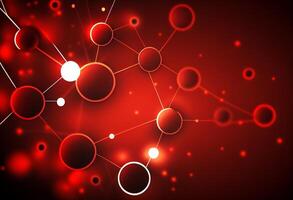 Abstract red technology background with connection lines and dots. illustration. photo