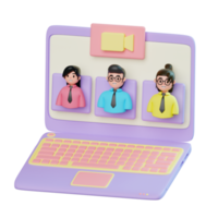 3d Video Meeting on Laptop png