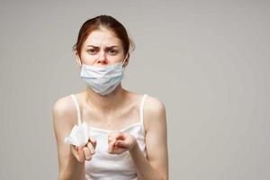 woman flu infection virus health problems isolated background photo