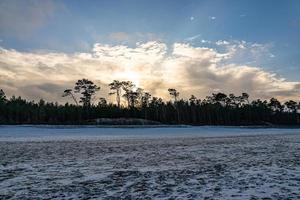 winter landscape from the beach on the Baltic Sea with snow in Poland i photo