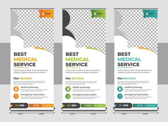 Medical Healthcare services roll up banner design, or promotion, exhibition, printing, presentation layout and concept for hospital doctor clinic dental x standee banner template