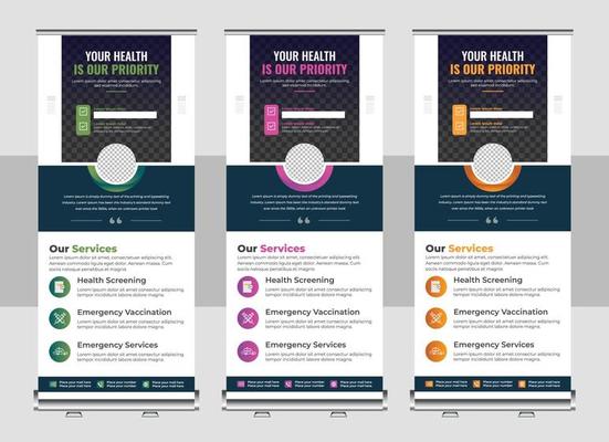 Medical Healthcare services roll up banner design, or promotion, exhibition, printing, presentation layout and concept for hospital doctor clinic dental x standee banner template