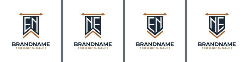 Letter EN and NE Pennant Flag Logo Set, Represent Victory. Suitable for any business with EN or NE initials. vector