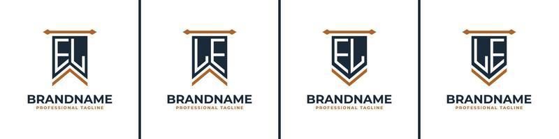 Letter EL and LE Pennant Flag Logo Set, Represent Victory. Suitable for any business with EL or LE initials. vector