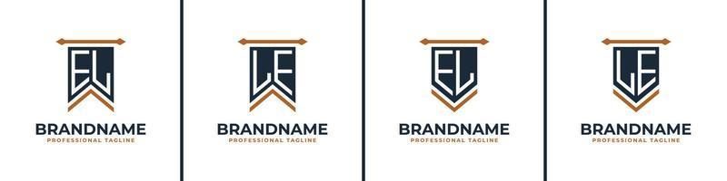 Letter EL and LE Pennant Flag Logo Set, Represent Victory. Suitable for any business with EL or LE initials. vector