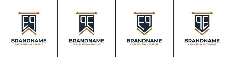 Letter EQ and QE Pennant Flag Logo Set, Represent Victory. Suitable for any business with EQ or QE initials. vector