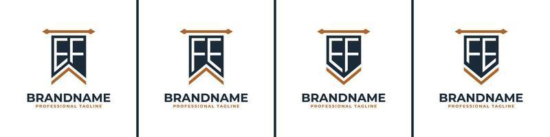 Letter EF and FE Pennant Flag Logo Set, Represent Victory. Suitable for any business with EF or FE initials. vector