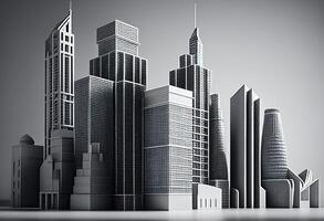 construcción sitio con grúas y rascacielos en blanco antecedentes generativo ai foto