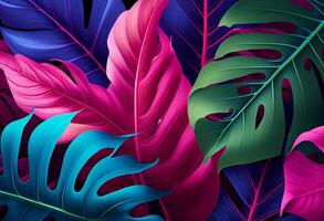 Tropical colorful palm leaves. Exotic background. illustration. photo