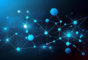 Abstract blue background with connected lines and dots Technology concept illustration photo