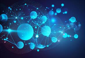 Abstract blue background with connected lines and dots Technology concept illustration photo