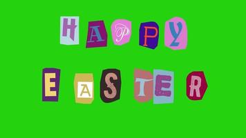 Happy Easter text- Ransom note Animation paper cut on green screen video