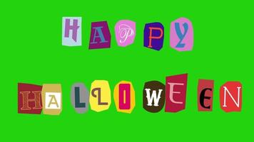 Happy halloween  text- Ransom note Animation paper cut on green screen video