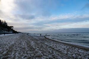 winter landscape from the beach on the Baltic Sea with snow in Poland i photo