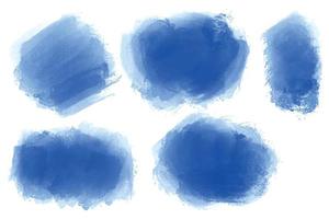 Hand draw blue brush stroke set watercolor design vector