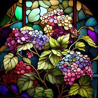 floral manchado vaso ventana - ai generado foto