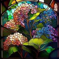 Floral Stained Glass Window - photo