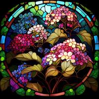 Floral Stained Glass Window - photo