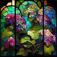 Floral Stained Glass Window - photo