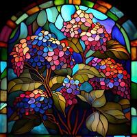 Floral Stained Glass Window - photo