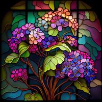 Floral Stained Glass Window - photo