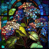 Floral Stained Glass Window - photo