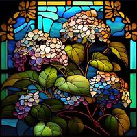 Floral Stained Glass Window - photo