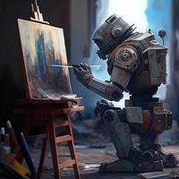 Robot doing painting Machine learning and artificial intelligence photo