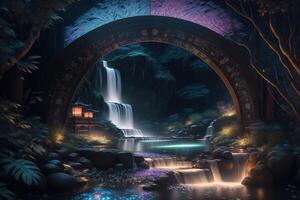 A waterfall in the dark Majestic photo
