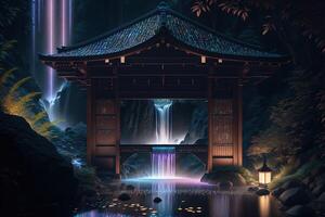 A waterfall in the dark Majestic photo