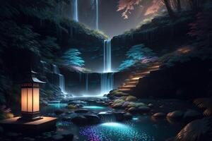 A waterfall in the dark Majestic photo