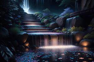 A waterfall in the dark Majestic photo