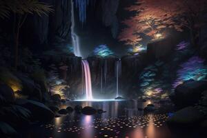 A waterfall in the dark Majestic photo